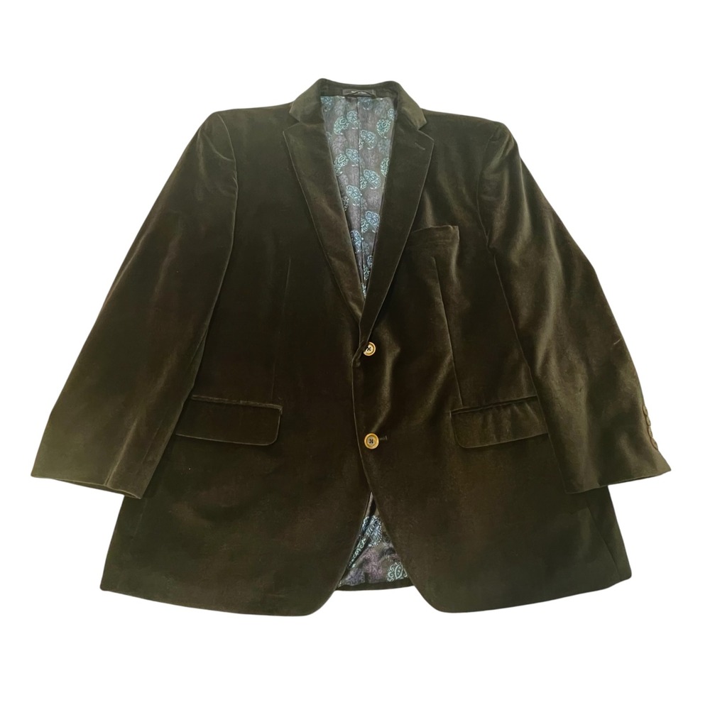 Neiman Marcus Mens 48R Black Velvet Blazer Paisley Lining Formal Dressy